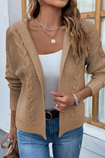 Load image into Gallery viewer, Cable-Knit Dropped Shoulder Hooded Cardigan
