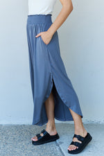 Load image into Gallery viewer, Doublju Comfort Princess Full Size High Waist Scoop Hem Maxi Skirt in Dusty Blue
