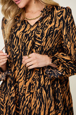 Load image into Gallery viewer, Double Take Full Size Printed Ruffle Hem Long Sleeve Dress
