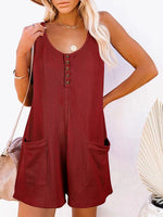 Load image into Gallery viewer, Full Size Pocketed Scoop Neck Sleeveless Romper
