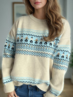 Load image into Gallery viewer, Contrast Round Neck Dropped Shoulder Sweater
