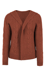 Load image into Gallery viewer, Cable-Knit Dropped Shoulder Hooded Cardigan
