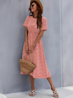 Load image into Gallery viewer, Printed Round Neck Short Sleeve Midi Dress
