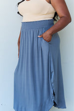 Load image into Gallery viewer, Doublju Comfort Princess Full Size High Waist Scoop Hem Maxi Skirt in Dusty Blue
