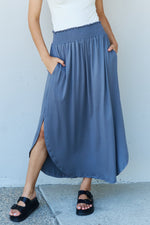 Load image into Gallery viewer, Doublju Comfort Princess Full Size High Waist Scoop Hem Maxi Skirt in Dusty Blue
