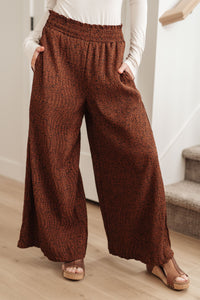 Harmony High Rise Wide Leg Pants in Brown