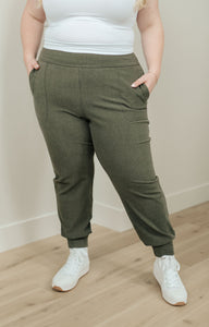 High Rise Joggers in Olive