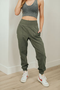 High Rise Joggers in Olive