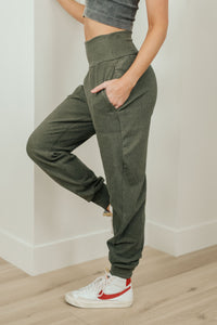 High Rise Joggers in Olive