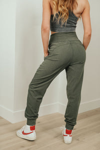 High Rise Joggers in Olive